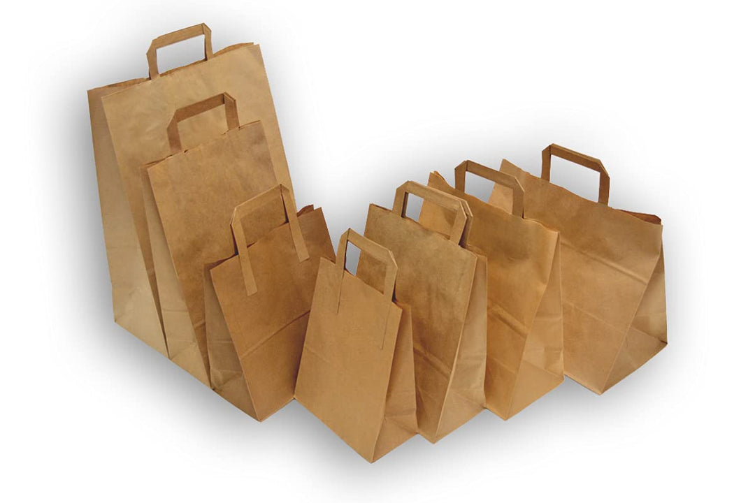 250 St. Papiertragetaschen braun mit Henkel 220x110x360 mm, Papiertüten, Papierbeutel, Einkaufstüten