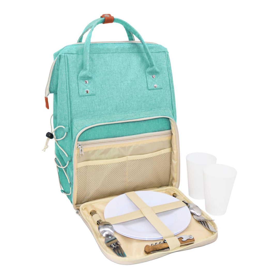 Les Jardins de la Comtesse Picknick-Rucksack für 2 Personen, isoliert, Türkis, 1,5 kg, 31 x 19 x 42