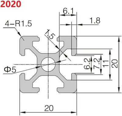 GooEquip Systemprofil Aluminium Profil 4 Stück 200mm 2020 T Typ Europäische Norm 20x20 Aluminiumprof