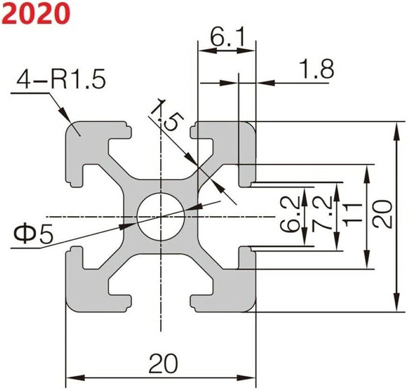 GooEquip Systemprofil Aluminium Profil 4 Stück 200mm 2020 T Typ Europäische Norm 20x20 Aluminiumprof