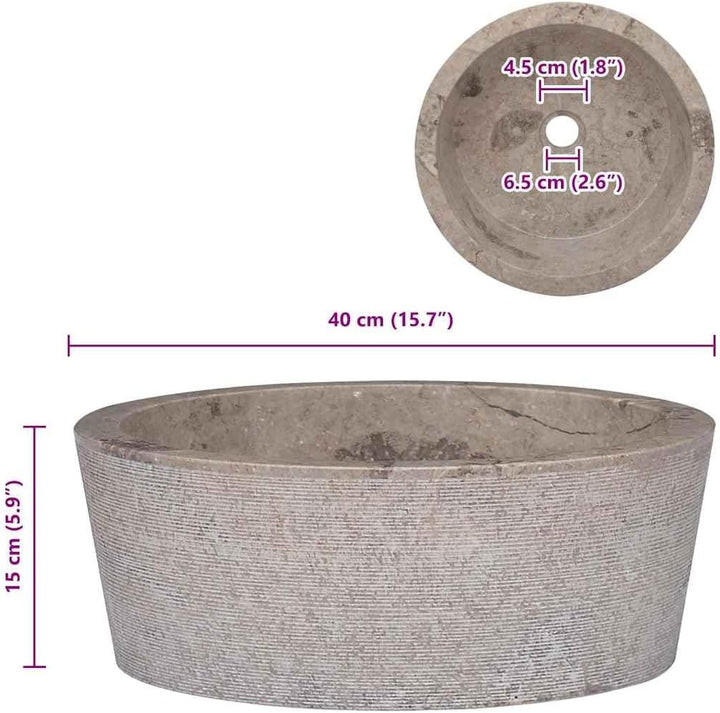 vidaXL Waschbecken Aufsatzwaschbecken Waschtisch Waschplatz Waschschale Handwaschbecken Naturstein B