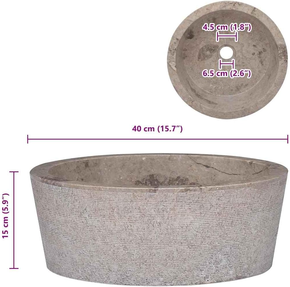 vidaXL Waschbecken Aufsatzwaschbecken Waschtisch Waschplatz Waschschale Handwaschbecken Naturstein B