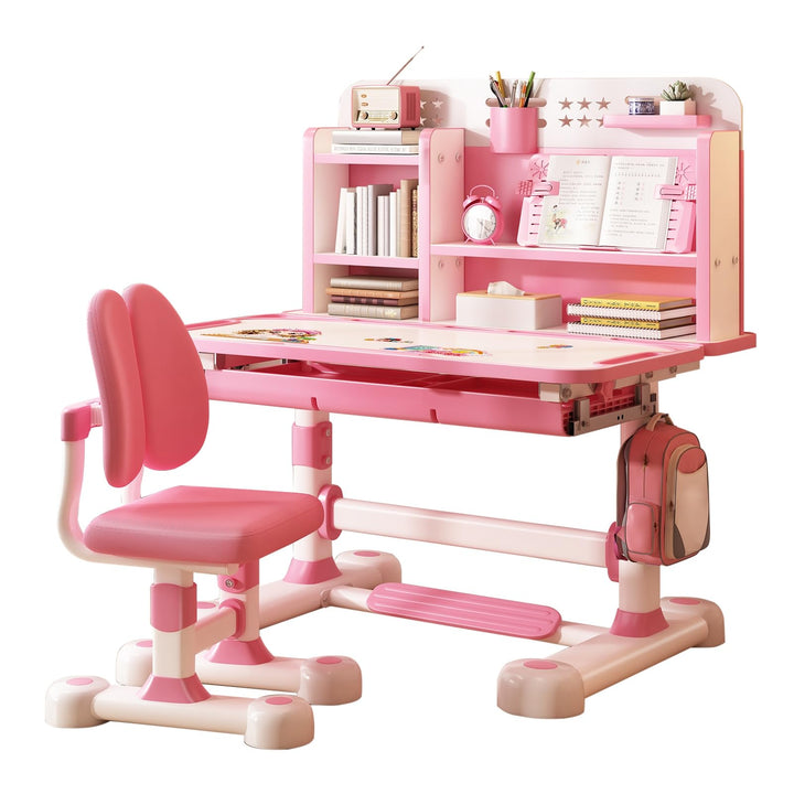 Schreibtisch- und Stuhl-Set, höhenverstellbar, für Kinder, Schule, Studium, Tischstuhl-Set mit Sitzk
