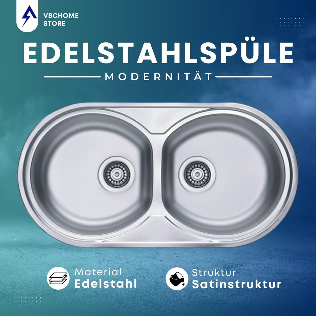 VBChome: Einbauspüle 832x437 mm Camping Küchenspüle - Satinstruktur Alveus Form 50 Spülbecken EDELST