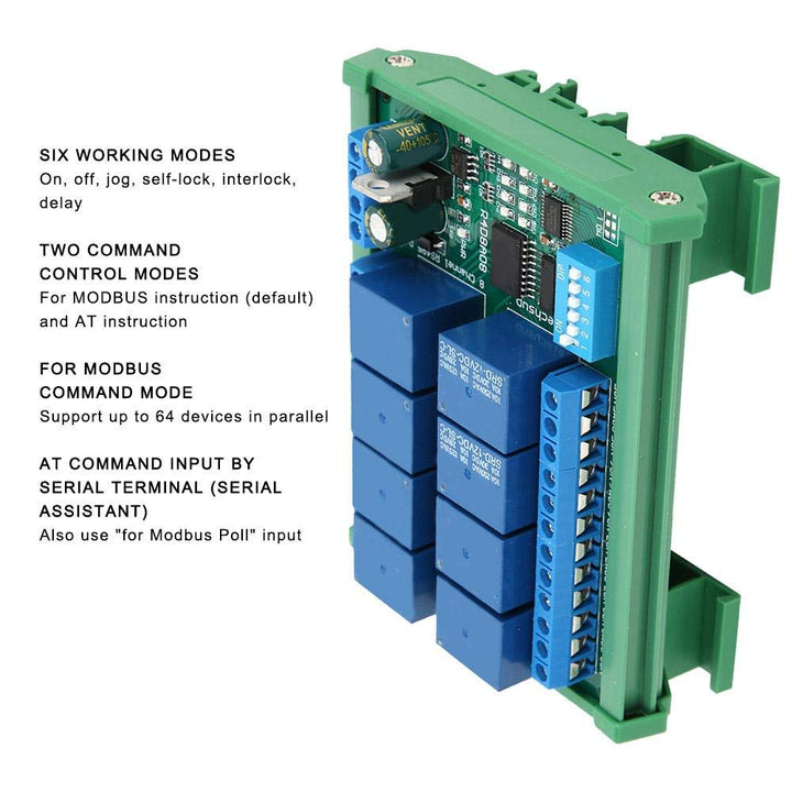 Relais-Modus, Fernbedienung, Modbus-Anfrage für 8-Kanal Modbus RTU Protokoll (R4D8A08-R mit DIN Rail