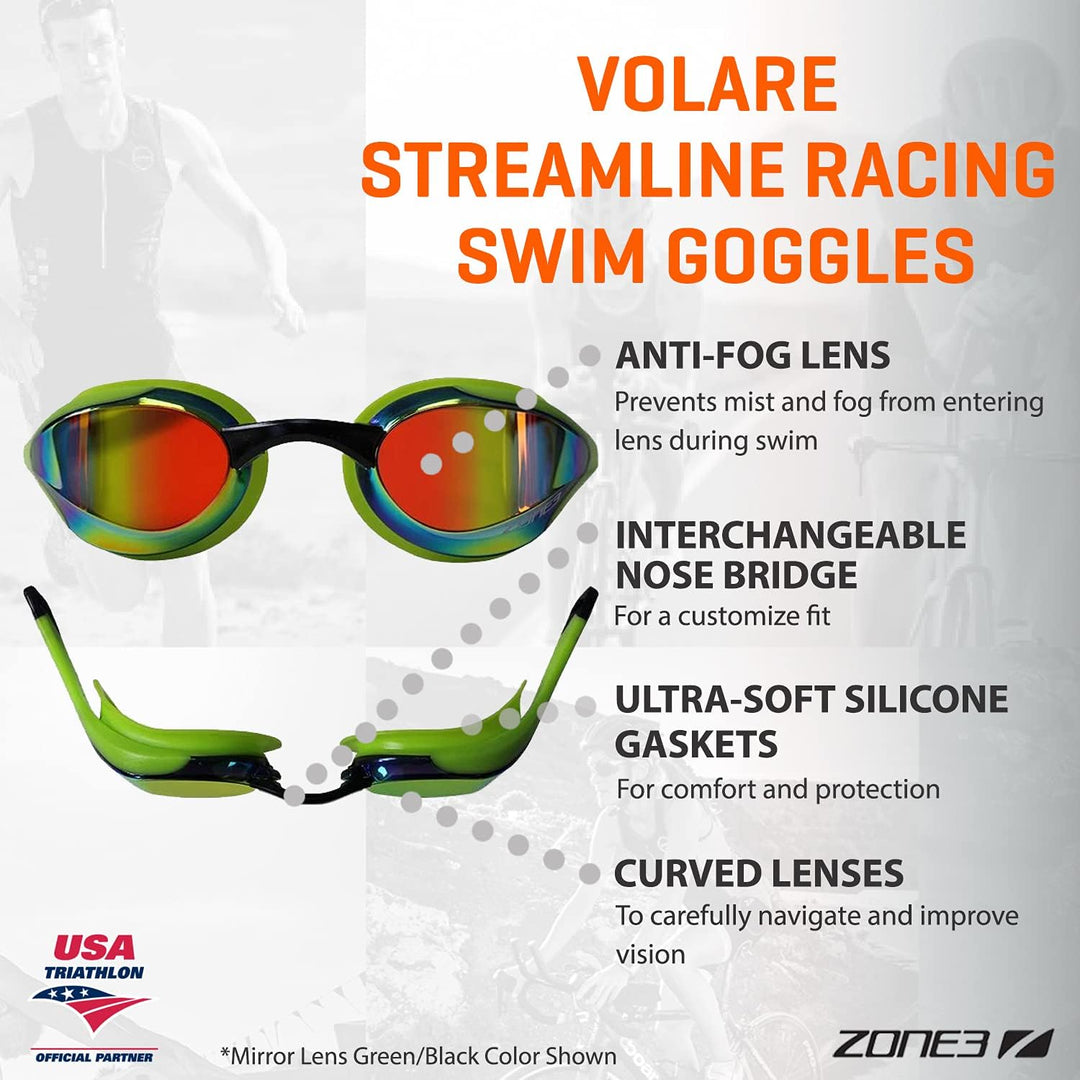 ZONE3 Unisex Volaire Schwimmbrille (1er Pack) Einheitsgrösse Spiegelglas - Schwarz/Rot, Einheitsgrös