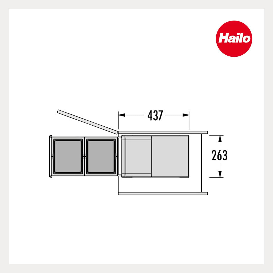 Hailo Abfallsammler 3666901 | 2x 13 L Swing Tandem | Mülltrennungssystem | Einbau-Abfalleimer inkl.