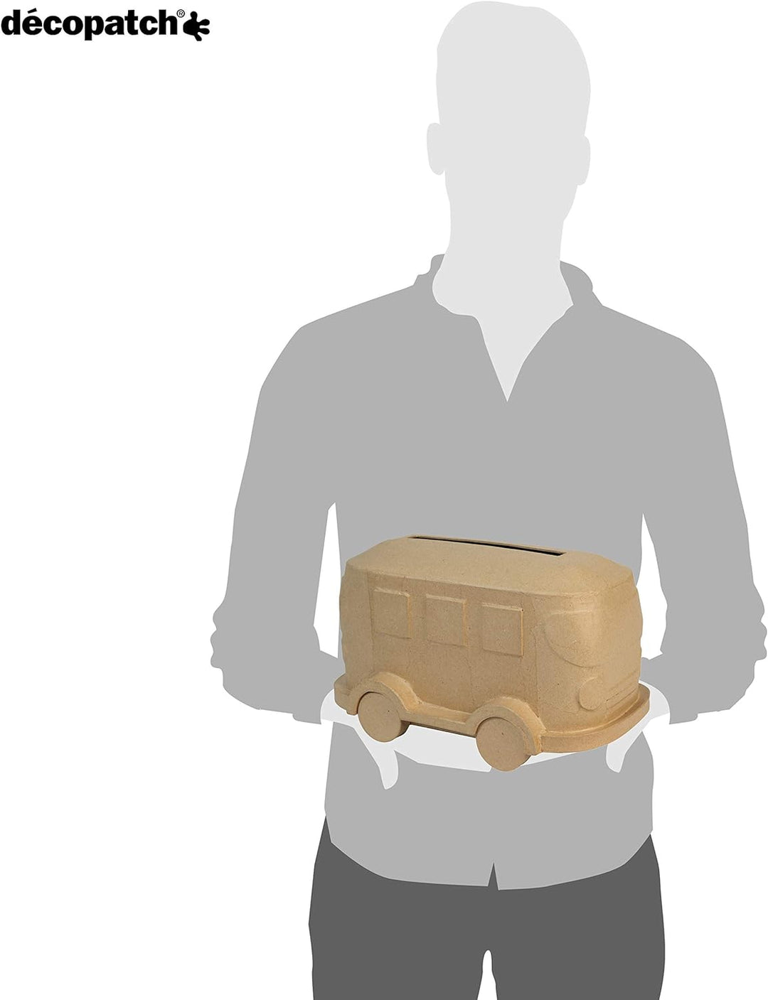 Décopatch EV021C - Urne/Briefbox aus Pappmaché, Van 31x19cm, 1 Stück Lieferwagen, Lieferwagen