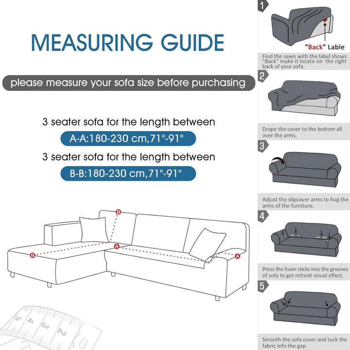ShowyLive Sofa Überzug Couch Überzug 2er Set für Ecksofa L-Form Sofabezug 3 Sitzer+3 Sitzer, mit 4 S