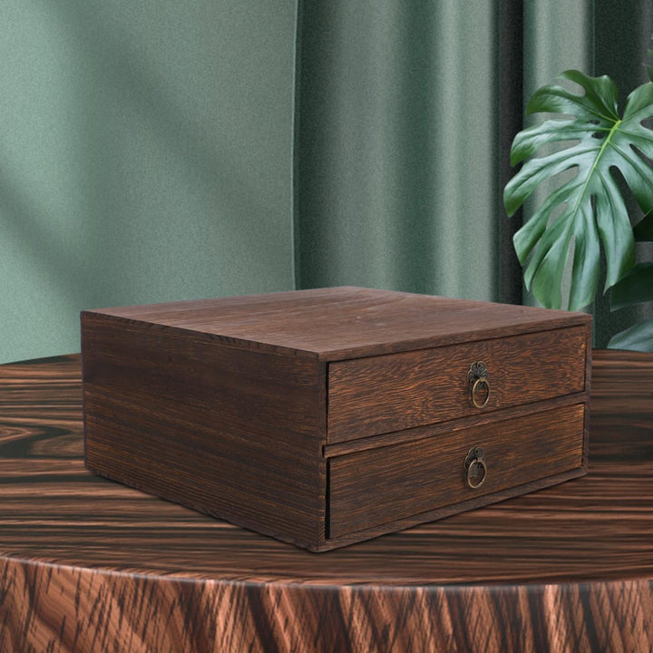 Vintage Holzschublade 10.04X9.57X4.45In Desktop Organizer Schubladenbox Massivholz Aufbewahrungsbox