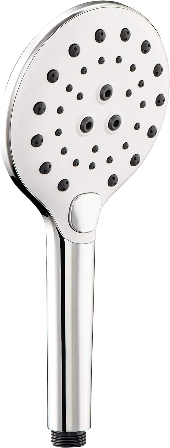 aquaSu® Handbrause Lima mit 3 Strahlarten | rund | chrom-weiss | 12 cm grosse Sprayplatte | Strahlar
