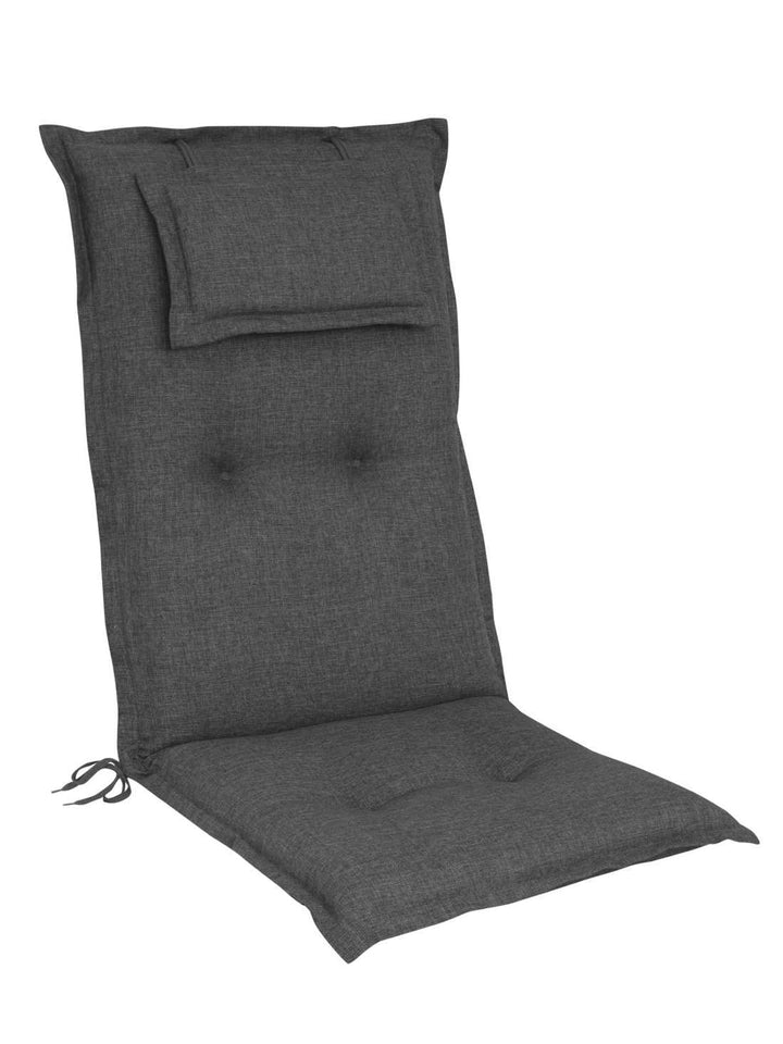 elGiga Hochlehner-Auflage 1-Stück Classic Anthrazit 120 x 50 x 8 cm für Gartenstuhl, mit Kopfpolster