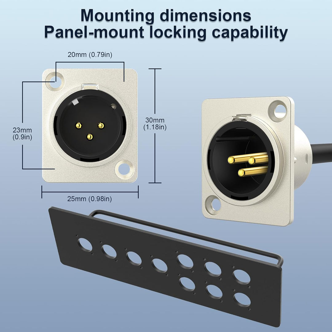 J&D XLR-Kabel D-Typ, 2 Stück XLR-Durchgangskabel, Buchse auf Stecker Adapter Nylonummantelung für St