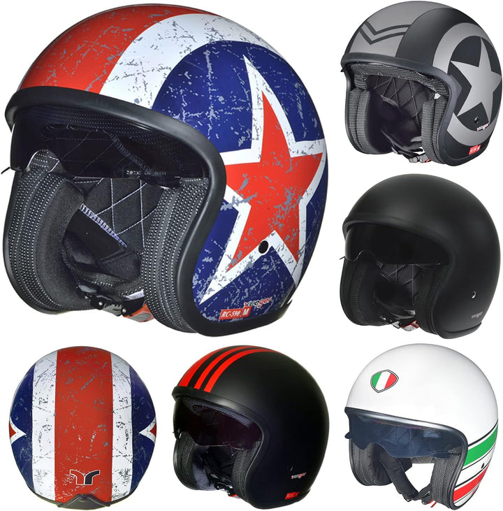 RC-590 Jethelm Custom Motorradhelm Chopper Chopper Motorrad Roller Helm rueger, Grösse:XS (53-54), F