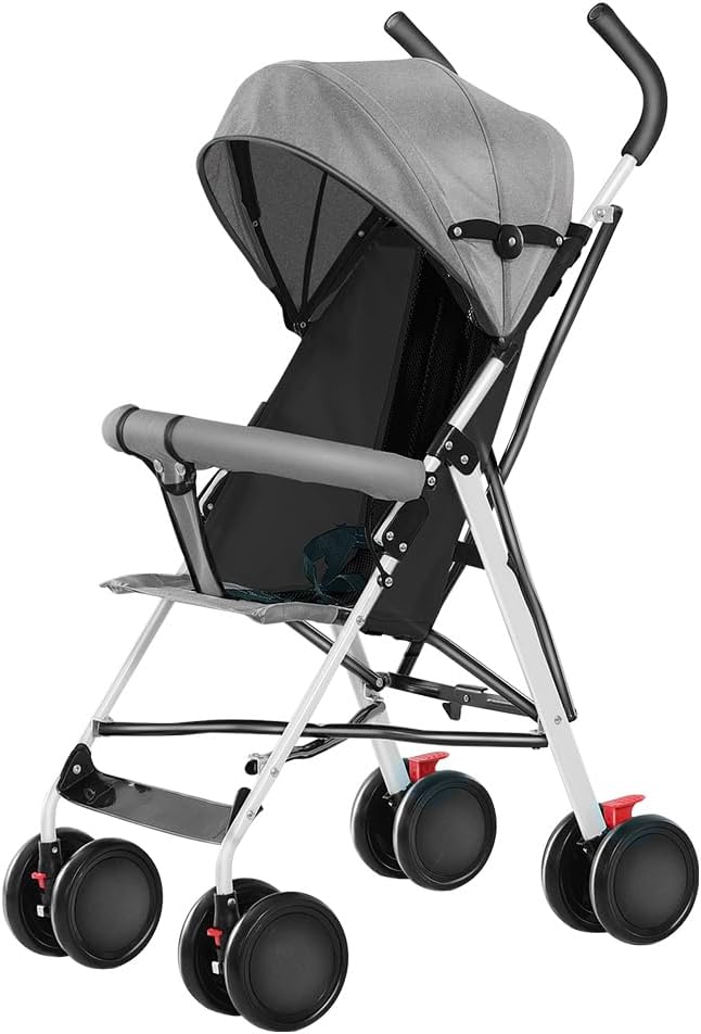 4 Kinderwagen D-Grau, leichter Rahmen, mehrere Positionen, kompakt, 6 Monate bis 4 Jahre, bis 25 kg,
