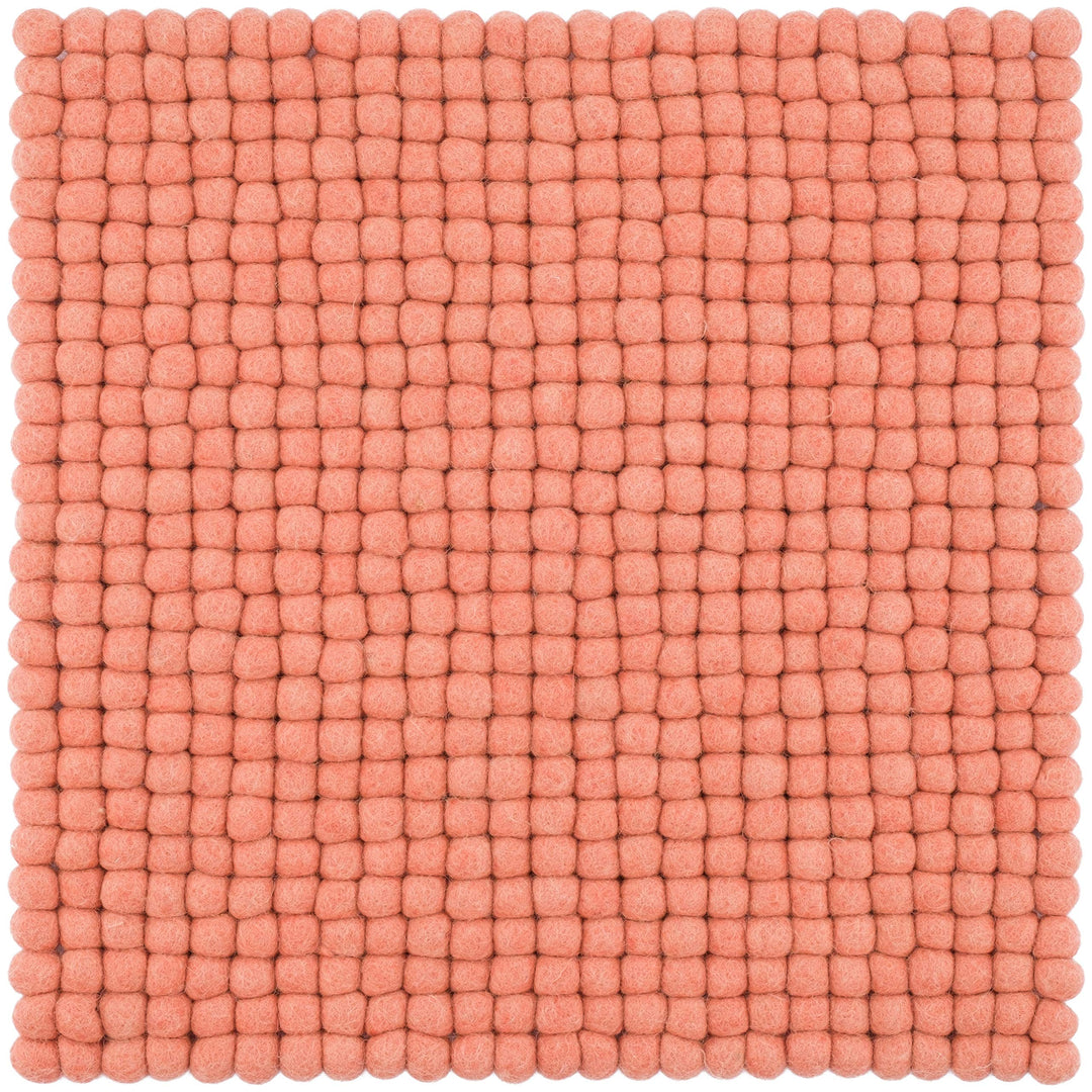 myfelt Filzkugel-Sitzauflage Stuhlauflage - Lea - quadratisch, 36x36 cm, Lachsfarben, Lachsfarben