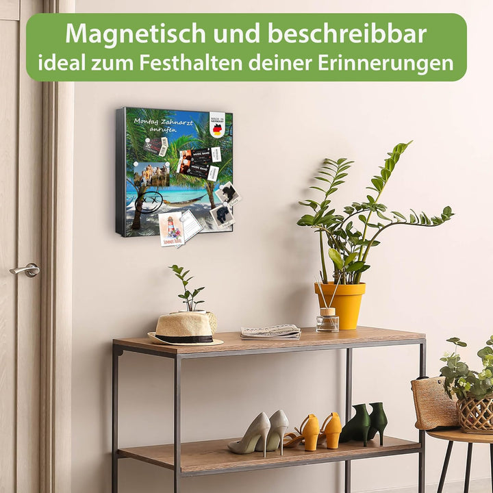 banjado Grosser Schlüsselkasten Glas - Schlüsselbox 30x30cm mit 50 Haken - Schlüsselkasten modern fü