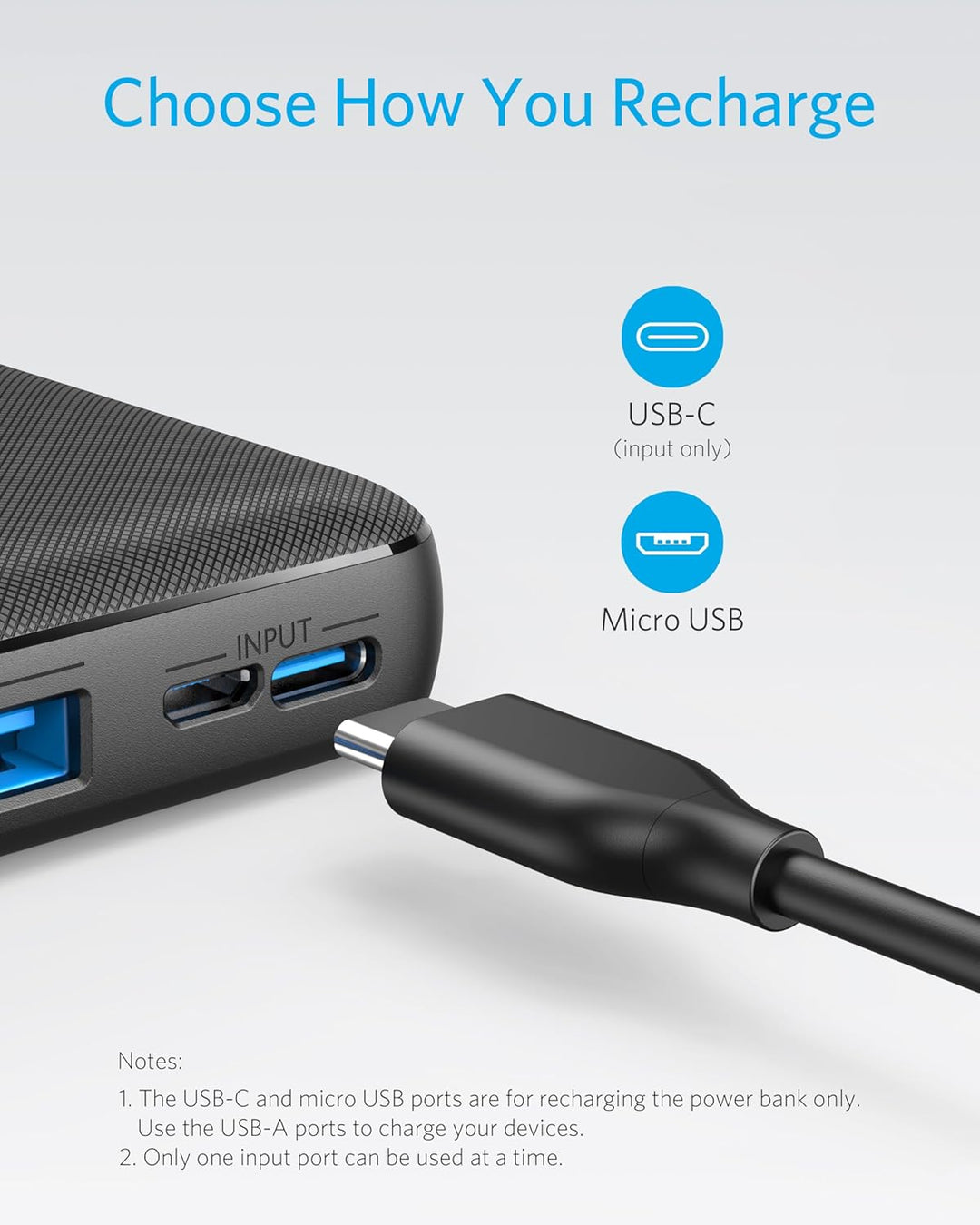 Anker 325 Powerbank, 20000mAh externer Akku PowerIQ Technologie USB-C Port, enorme Energiedichte, ko