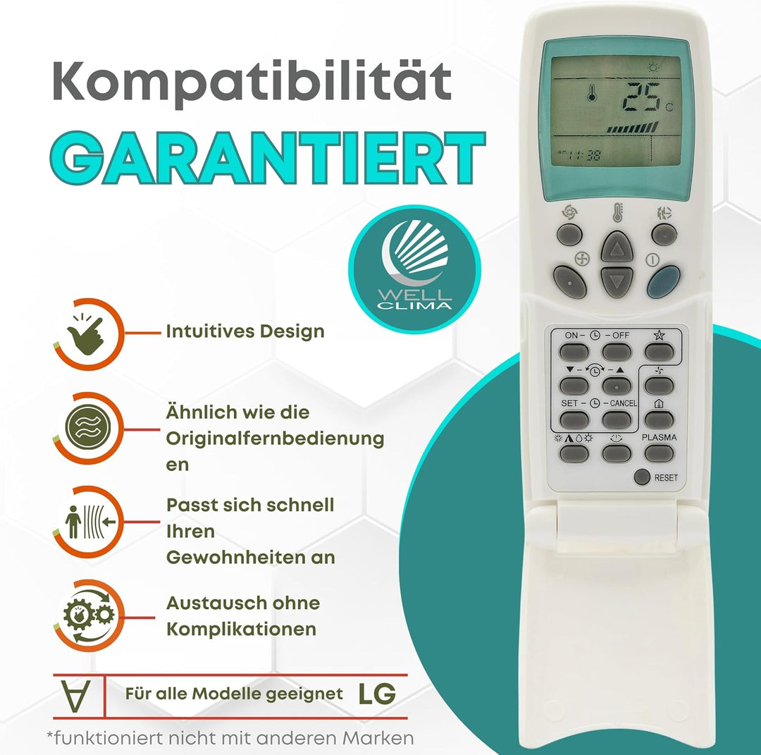 Wellclima Universalfernbedienung für LG Klimaanlagen, WEC-LG3, Kompatibel mit Allen Modellen, Ähnlic