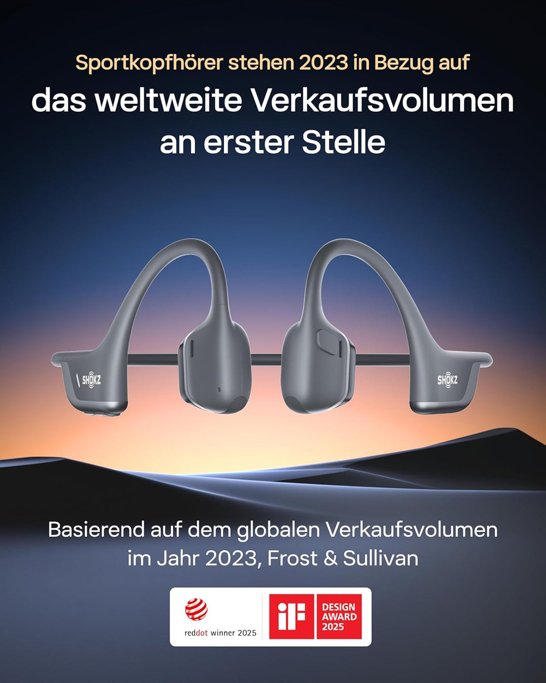 SHOKZ OpenRun Pro 2 Knochenschall Sportkopfhörer, Open-Ear-Ohrhörer mit Bluetooth 5.3, Mikrofon mit
