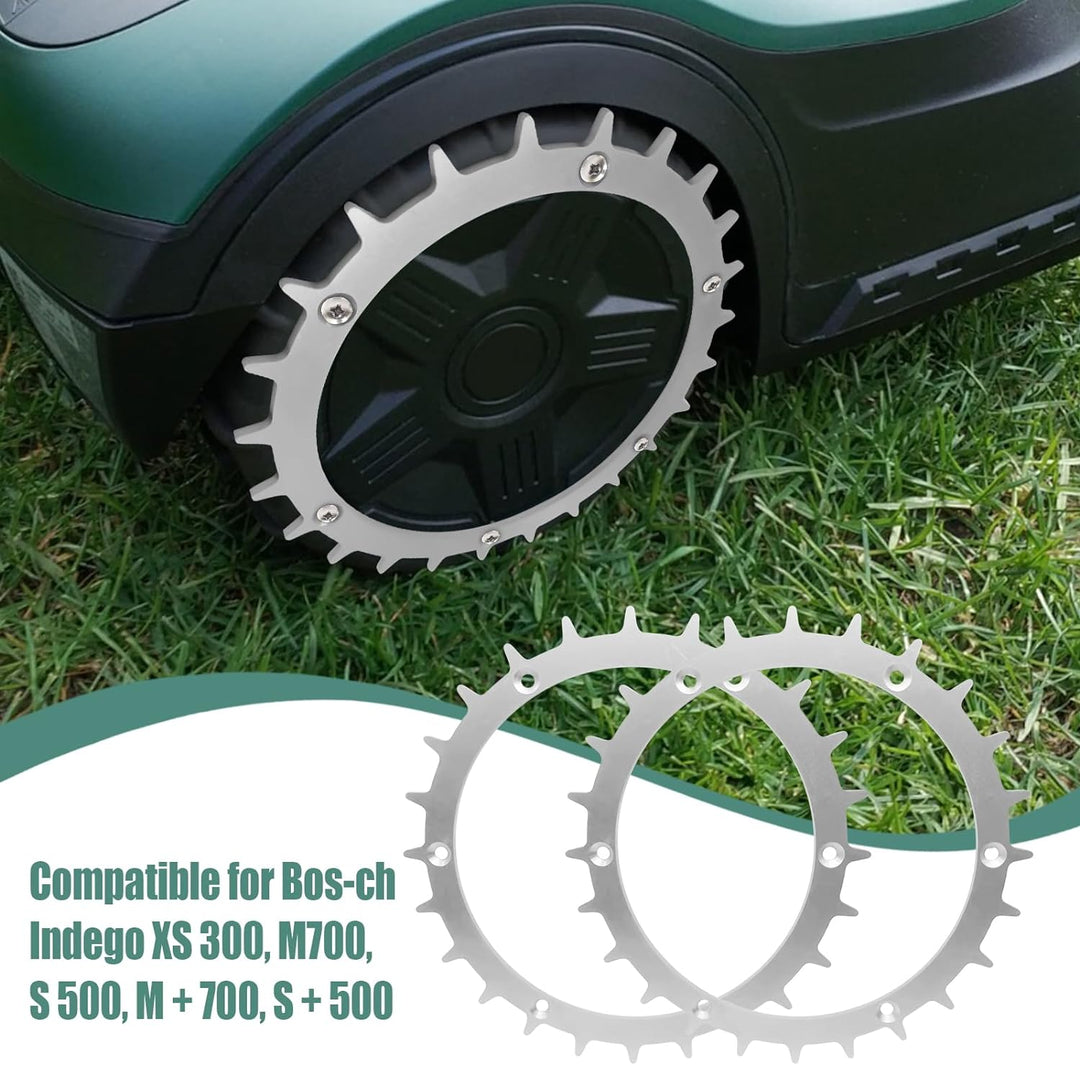 JOJOCY Edelstahl Spikes für Bosch Indego XS300 M700 S500 Mähroboter, 170mm Mähroboter Rad Spikes mit