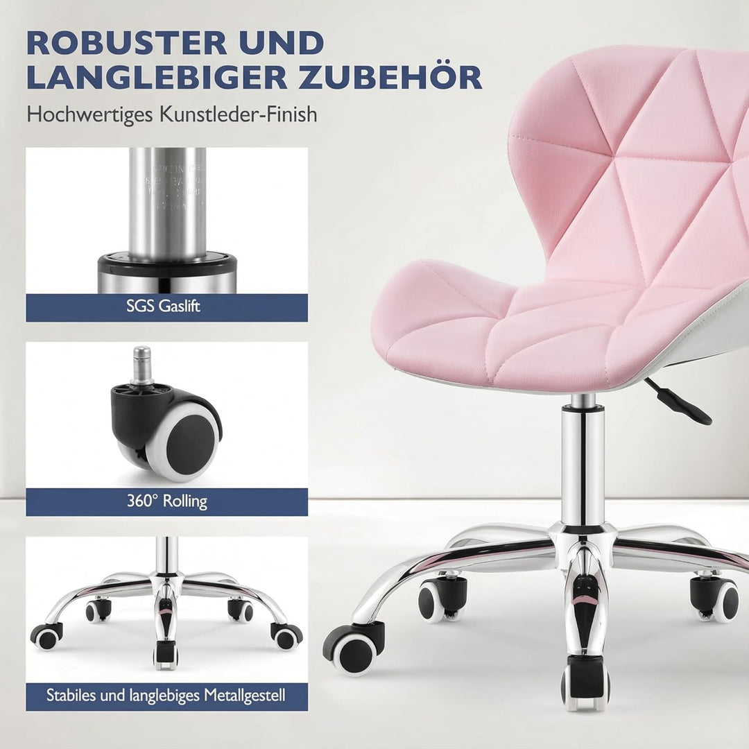 CLIPOP Bürostuhl ohne Armlehne, Drehstuhl 360°, Schreibtischstuhl mit Rollen, höhenverstellbar, bis