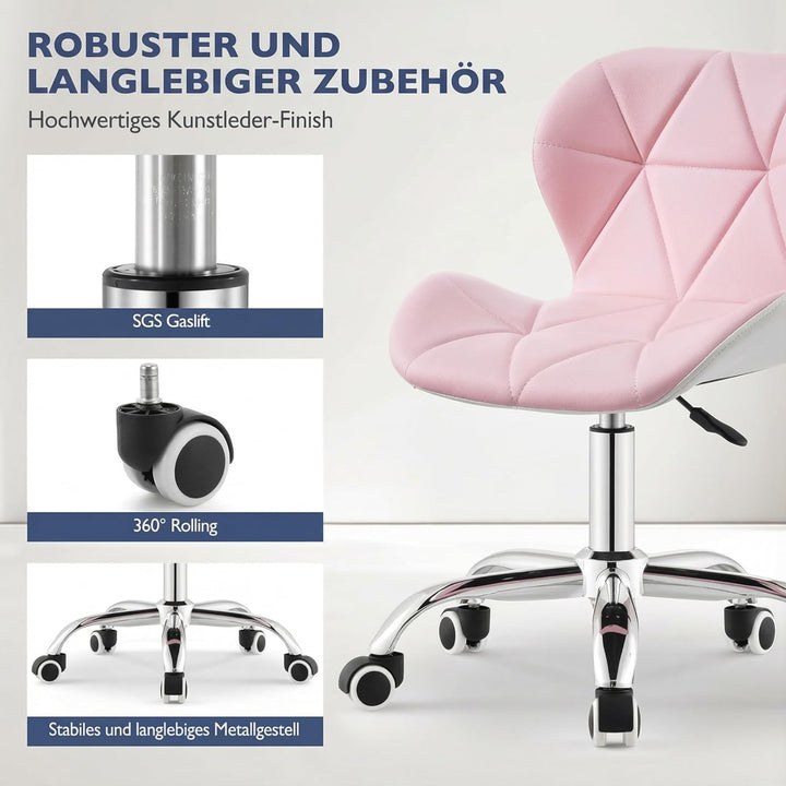 CLIPOP Bürostuhl ohne Armlehne, Drehstuhl 360°, Schreibtischstuhl mit Rollen, höhenverstellbar, bis