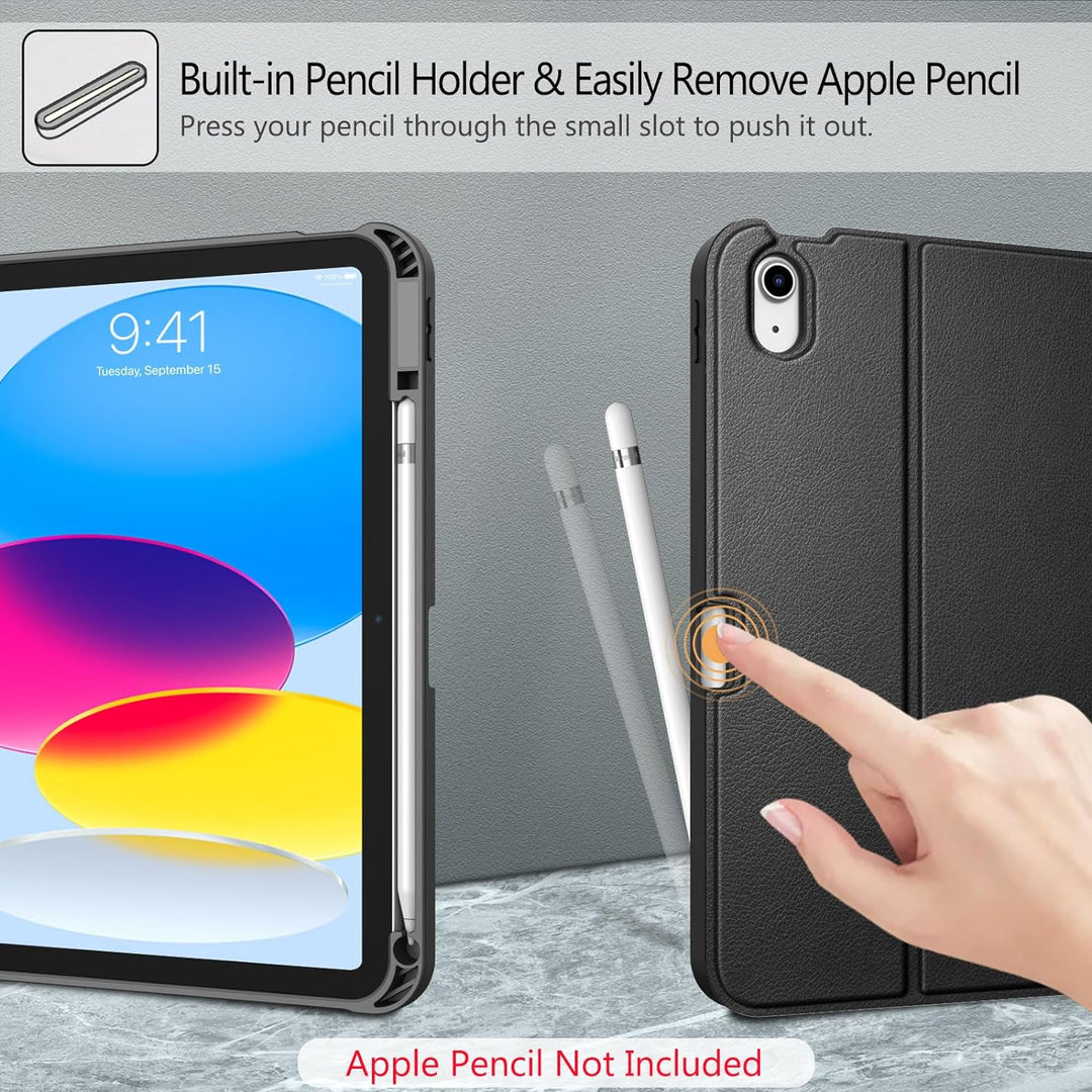 Fintie Tastatur Hülle für iPad 10. Generation 2022 (10.9 Zoll), Schutzhülle mit TPU Rückschale, Penc