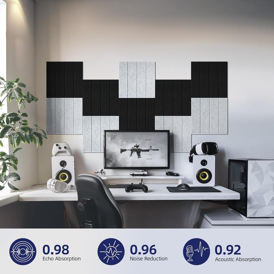 Vieshful 10 Stück Akustikpaneele Selbstklebend – 30x30x1cm Schallschutzplatten & Wandpaneele selbstk