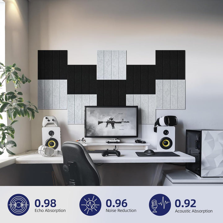 Vieshful 10 Stück Akustikpaneele Selbstklebend – 30x30x1cm Schallschutzplatten & Wandpaneele selbstk