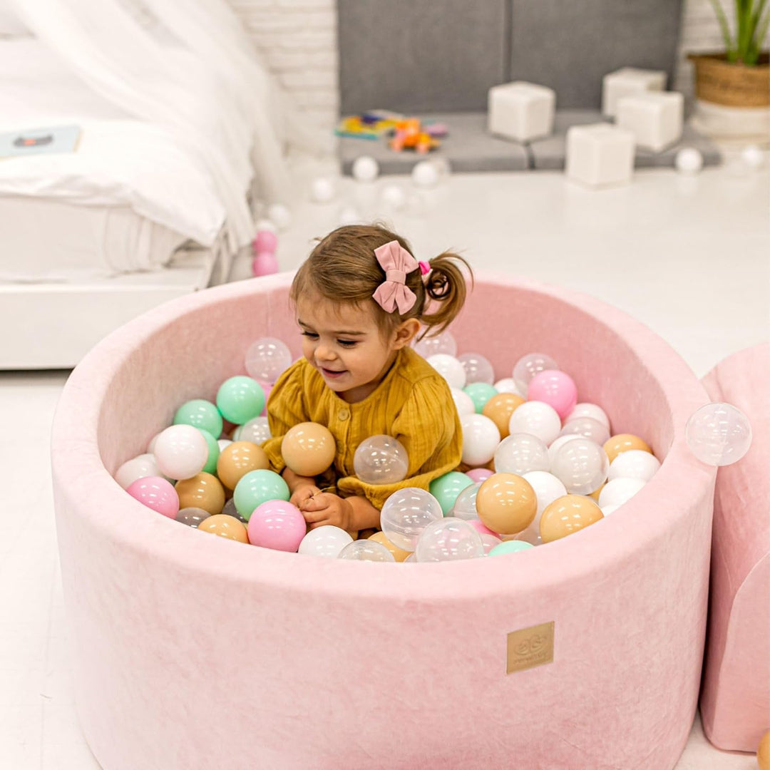 MEOWBABY Soft Foam Rundes 90 x 30 cm Bällebad mit 200 Stück Bällen für Babys & Kleinkinder - Baby-La