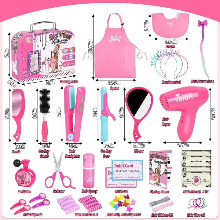 Friseurset Spielzeug Kinder,Gifts2U Friseur Set Schönheitssalon Set mit Spielzeug Haartrockner Haarg