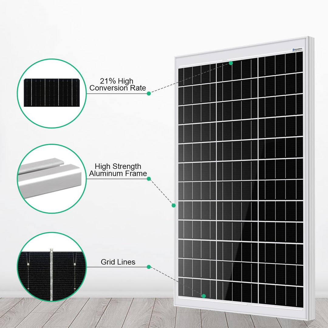 ECO-WORTHY 120W Solarpanel Kit: 120W12V Monokristallinem Solarmodul + 30 A Solarladeregler + 5m Sola