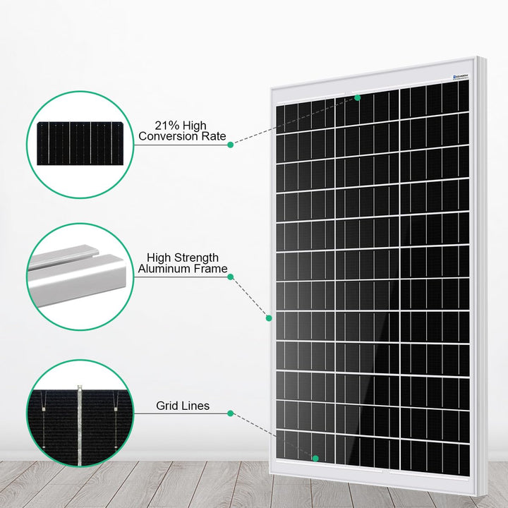 ECO-WORTHY 120W Solarpanel Kit: 120W12V Monokristallinem Solarmodul + 30 A Solarladeregler + 5m Sola