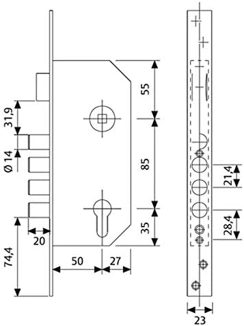 tesa R200B – Schloss mit Bolzen 50 T60 60 mm Eisen Nickel Messing. Cil. 30x30mm R201B, Messing. Cil.