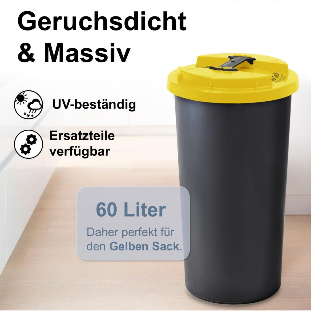 KUEFA BSC LA 60L Mülleimer, Müllsackständer, Gelber Sack Ständer, inkl. Klemm-Ring und Laserbeschrif
