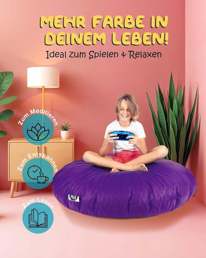 PATCH HOME Sitzsack 2 in 1 Sitzkissen Bodenkissen für Erwachsene &amp; Kinder - Gaming mit Füllung Kisse