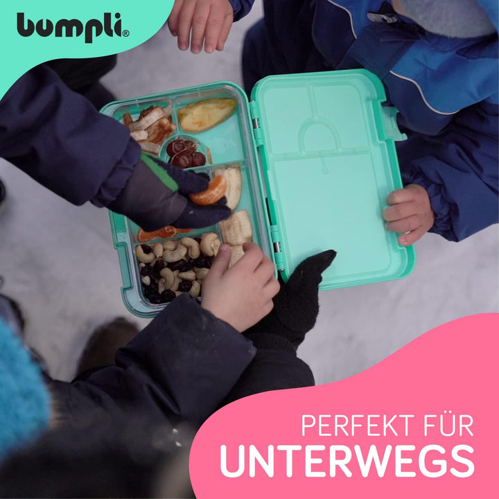 bumpli® Brotdose Kinder mit Fächern - kinderfreundliche Verriegelung mit Klick-Verschluss - Lunchbox