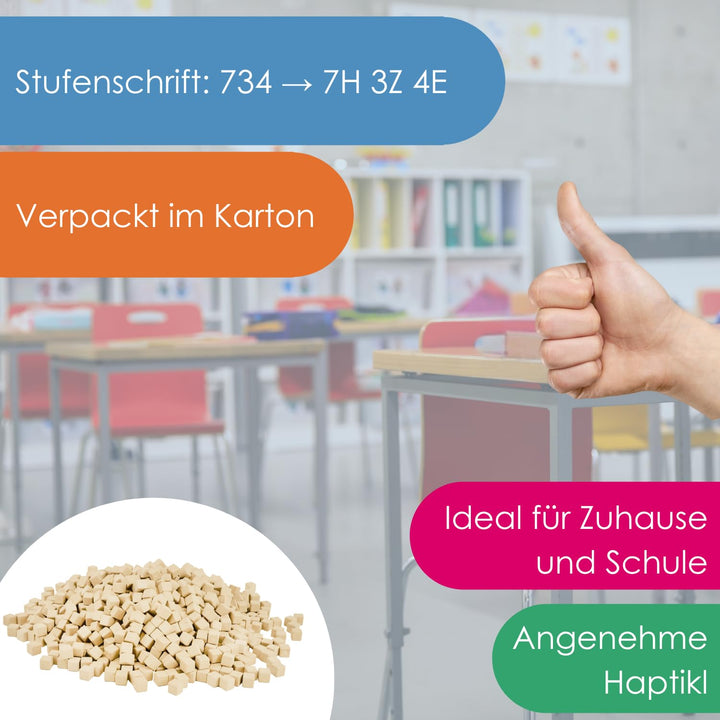 WISSNER® aktiv lernen – 1000 Dienes Einerwürfel aus RE-Wood, nachhaltiges Rechenmaterial für Grundsc