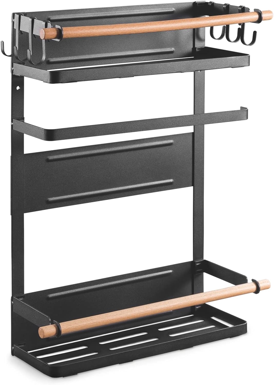 PureMounts® Magnetisches Seiten-Regal, belastbar bis 12kg, Hänge-Regal mit abnehmbaren Haken und Hol