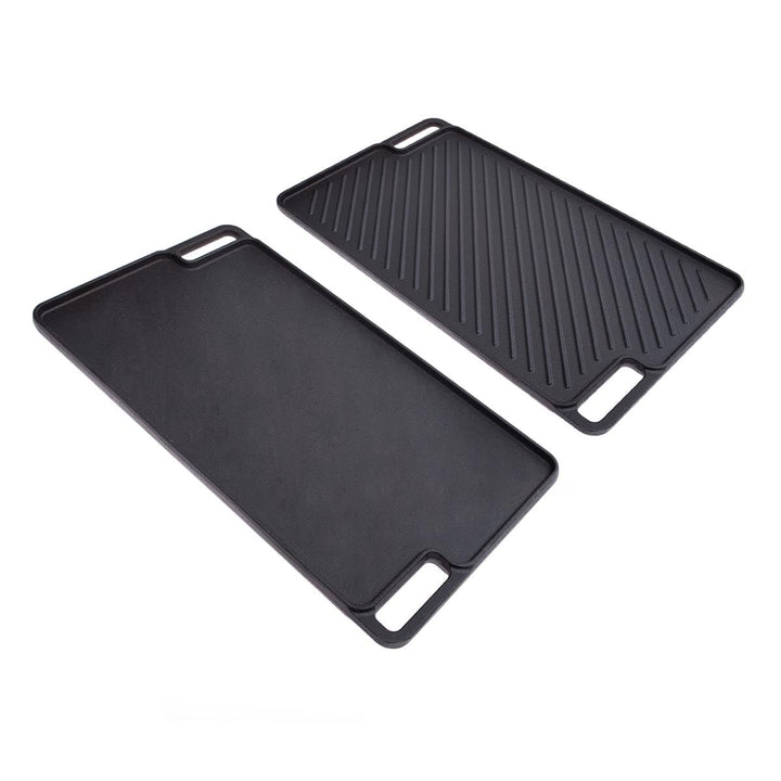 Allpax Grillplatte aus Gusseisen 46×26 cm – Wendbare Grillpfanne glatt & gerillt, hitzebeständig bis
