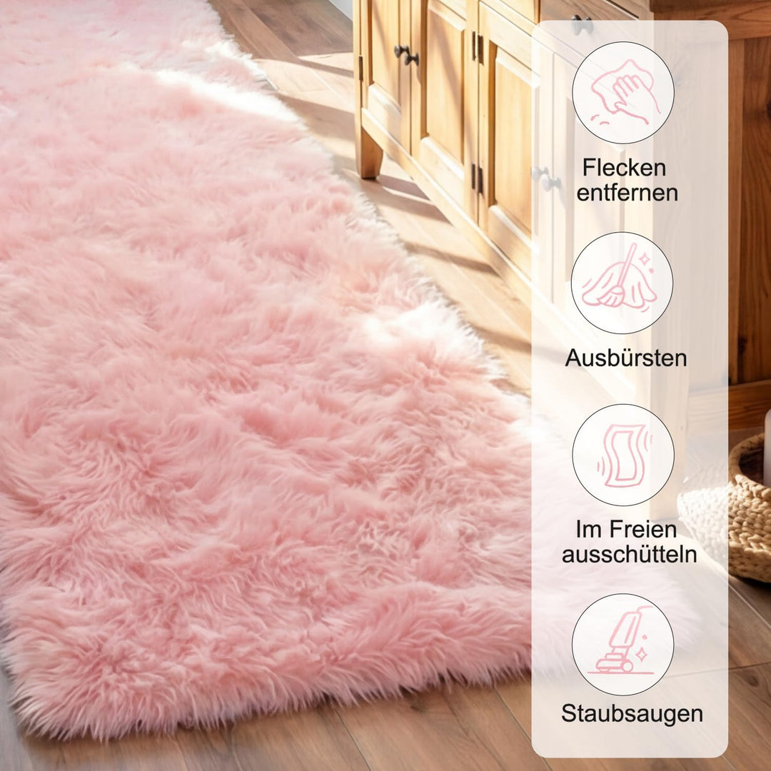 VOFUSHON Wohnzimmer Hochflor Teppich,Shaggy Flur Läufer Teppich Modern Flauschiger Weich Teppich Gro
