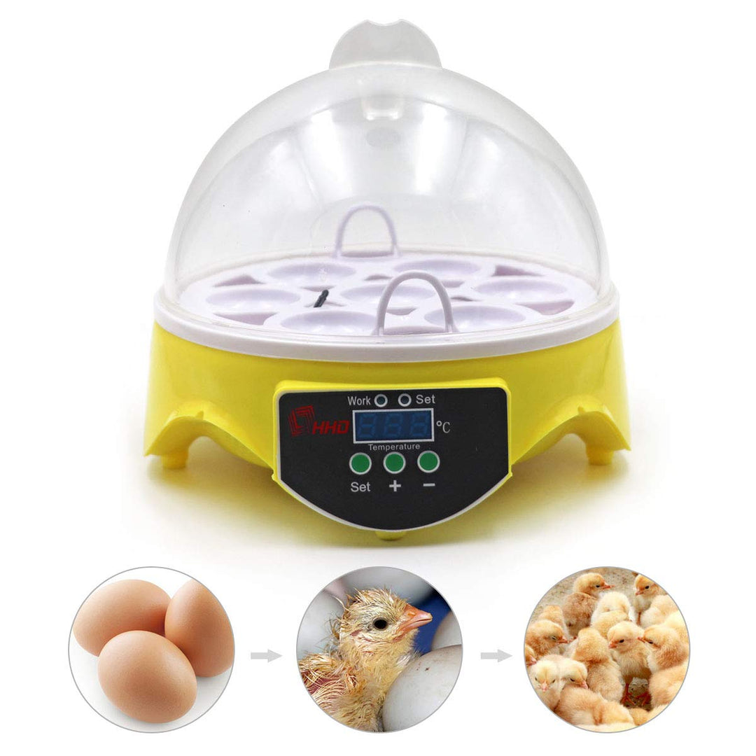 MUYIRTED Brutmaschine 7 Eier, Digital LED Display Inkubator Hühner Brutautomat, Brutkasten für Huhn