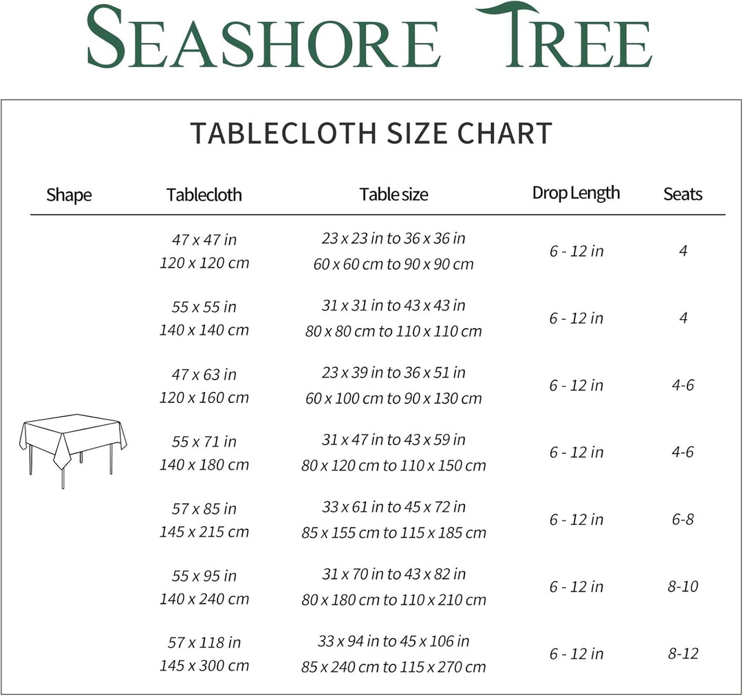 SEASHORE TREE Tischdecke Leinen Leinenoptik Tischdecke Abwaschbar Tischtuch Leinen Tischläufer Tisch