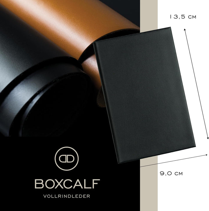 DELMON VARONE - Personalisierbares Adressbuch DIN A7 gebunden mit A-Z Register Boxcalf Premium Leder
