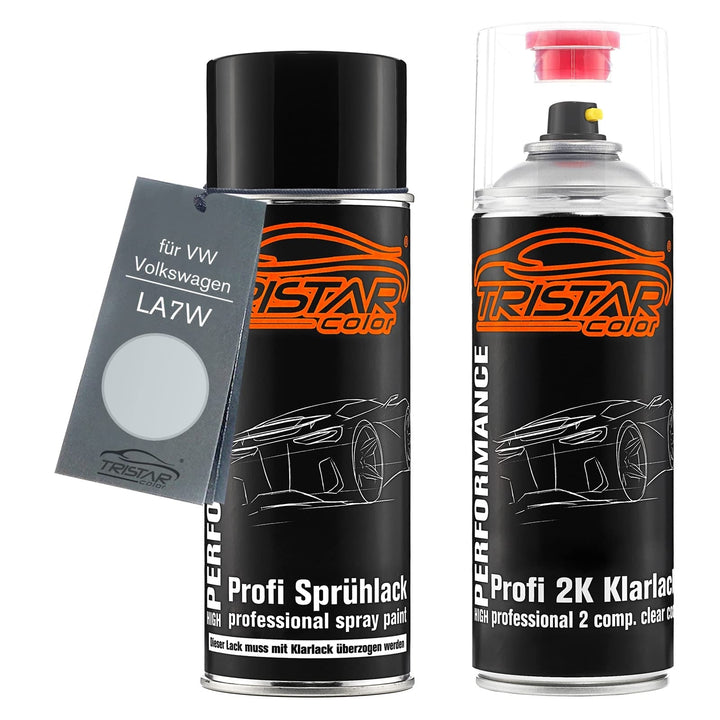 TRISTARcolor Autolack 2K Spraydosen Set für VW/Volkswagen LA7W Reflexsilber Metallic/Reflex Silver M
