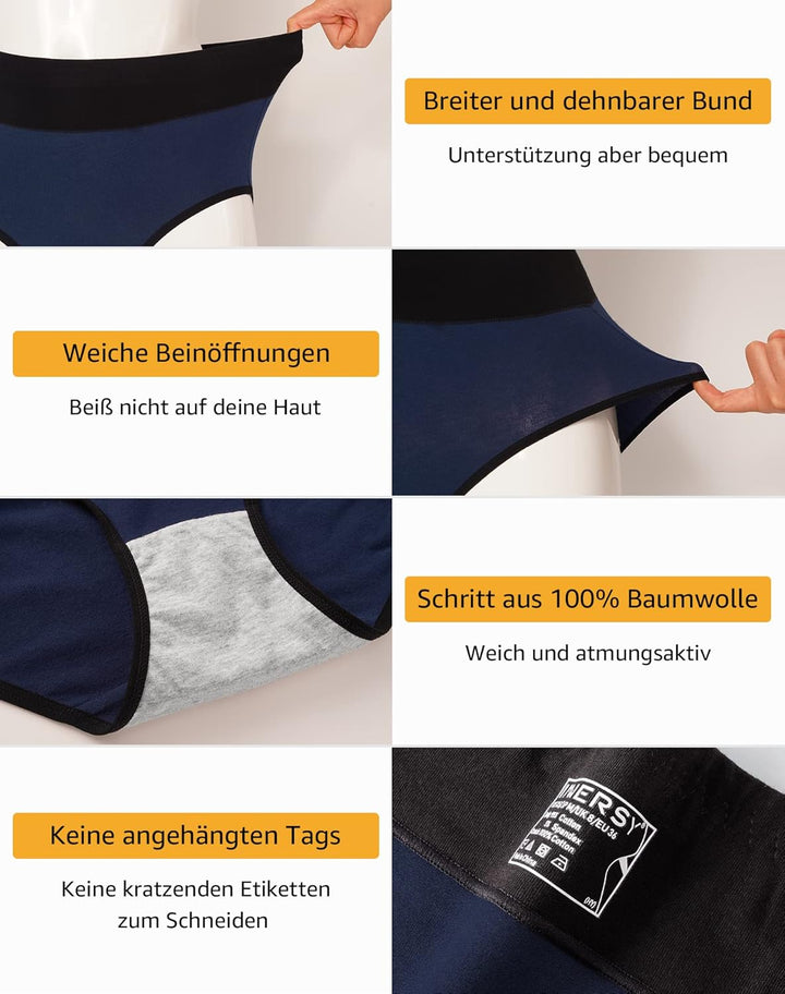 INNERSY Unterhosen Damen Baumwolle Stretch Slips Hohe Taille Weiche Unterwäsche Frauen 5er Pack S Du