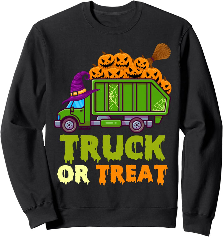Garbage Truck Pumpkins Toddler Baby Boys Halloween Kids Sweatshirt