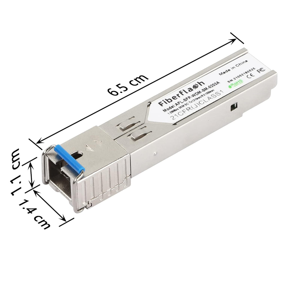 CERRXIAN 1.25G Single Mode BIDI SFP SC Modul Glasfaser-Transceiver, SFP-WDM-SM, 3KM SC Tx1550nm/Rx13