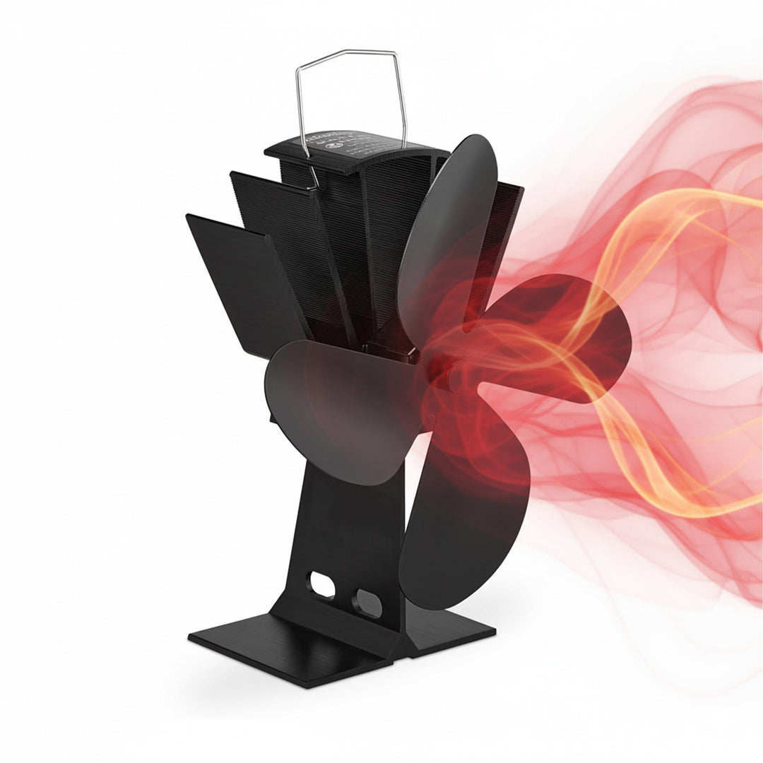 Relaxdays Ofenventilator ohne Strom, geräuscharm, für Kamin & Ofen, hitzebetrieben, 4 Blätter, Kamin